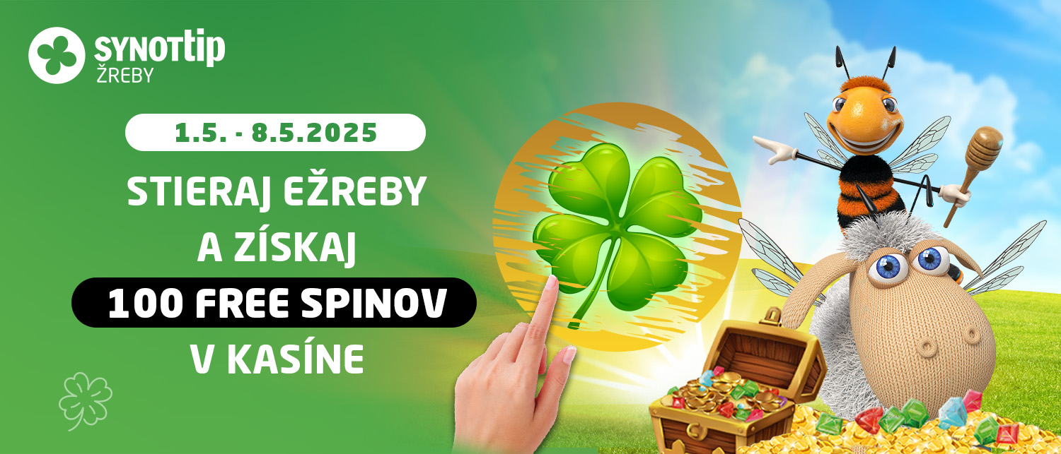 Zotri ežreby a získaš 100 free spinov